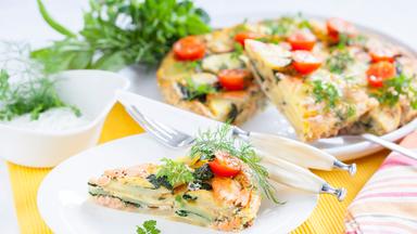 Tortilla mit Räucherlachs und Spinat