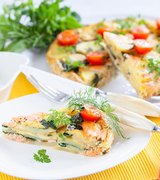 Tortilla mit Räucherlachs und Spinat