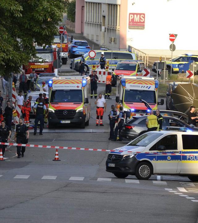 Saarland, Völklingen: Großeinsatz von Polizei und Rettungskräften in der Völklinger Innenstadt.