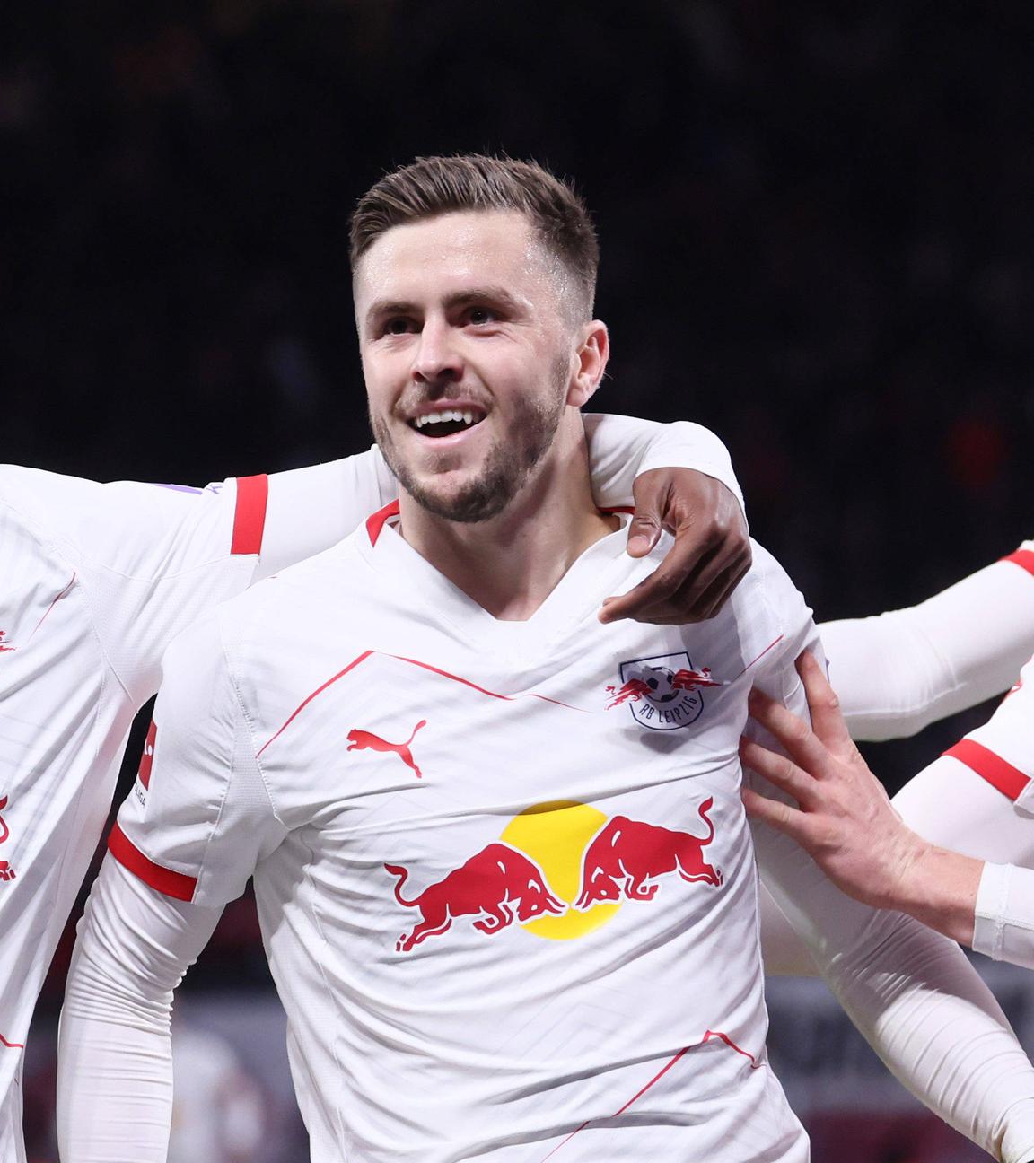 Christoph Baumgartner, Yan Diomande, Kosta Nedeljkovic und Conrad Harder in Leipzig am 06.12.25