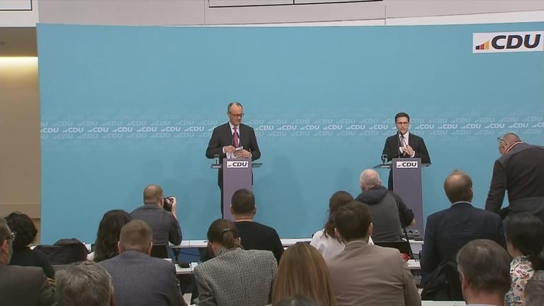 Pressekonferenz mit Friedrich Merz und Manuel Hagel