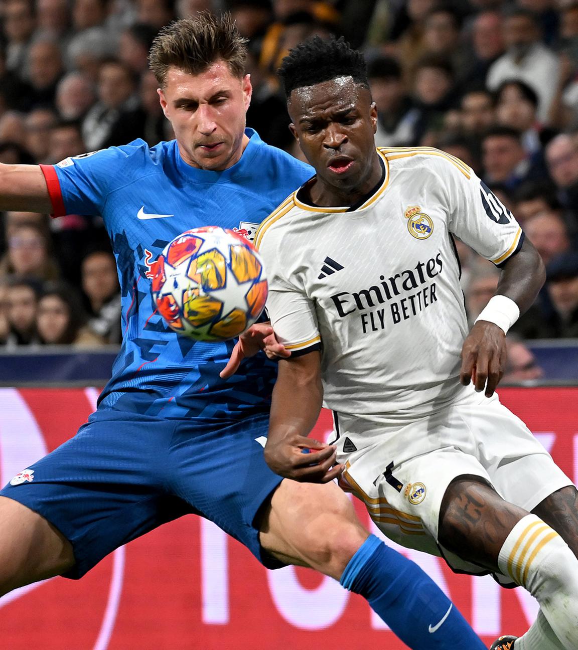 Willi ORBAN (Leipzig) und Vinicius Junior (Real Madrid) im Zweikampf.