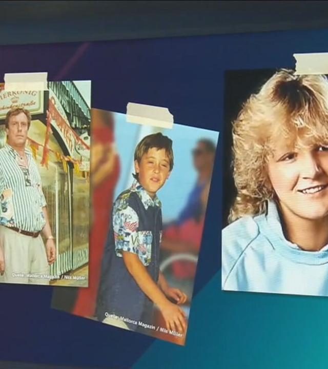 Ausschnitt aus Aktenzeichen XY: Fotos von einem Mann, einem Kind und einer Frau. Alle drei wurden 1997 auf Mallorca erschossen.