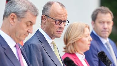 Die Koalitionsspitzen um Bundeskanzler Merz geben nach der Sitzung des Koalitionsausschusses eine Pressekonferenz.