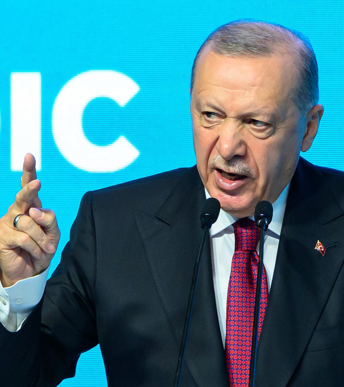 Der türkische Präsident Recep Tayyip Erdogan spricht während der 51. Sitzung des Außenministerrats der Organisation für Islamische Zusammenarbeit (OIC) in Istanbul am 21.06.2025.  