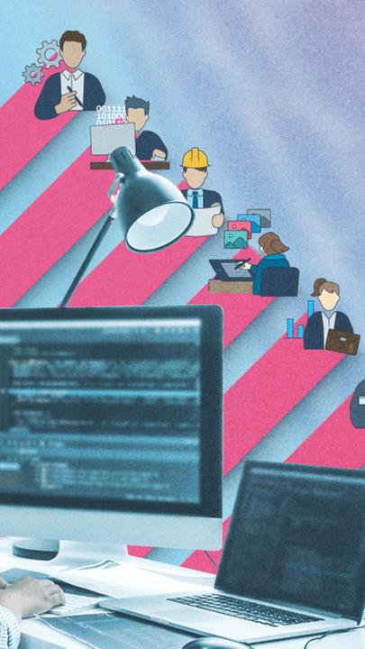 Balkendiagramm mit Pictos für verschiedene Berufe