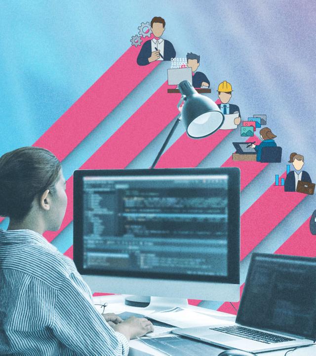 Balkendiagramm mit Pictos für verschiedene Berufe