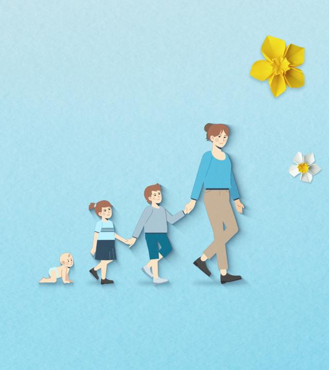 Illustration von Mutter und Kindern