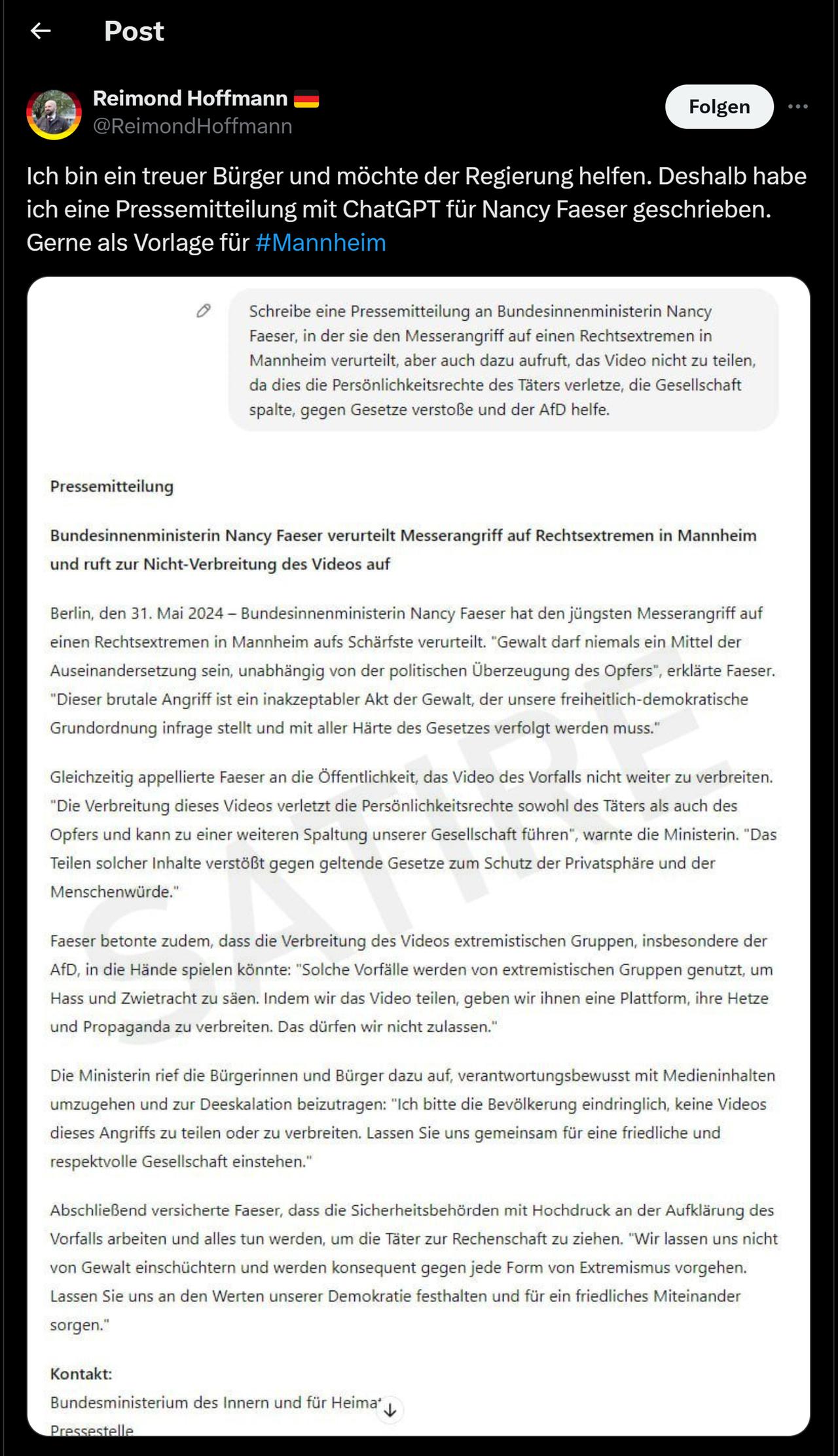 Reimond Hoffmann, X-Post