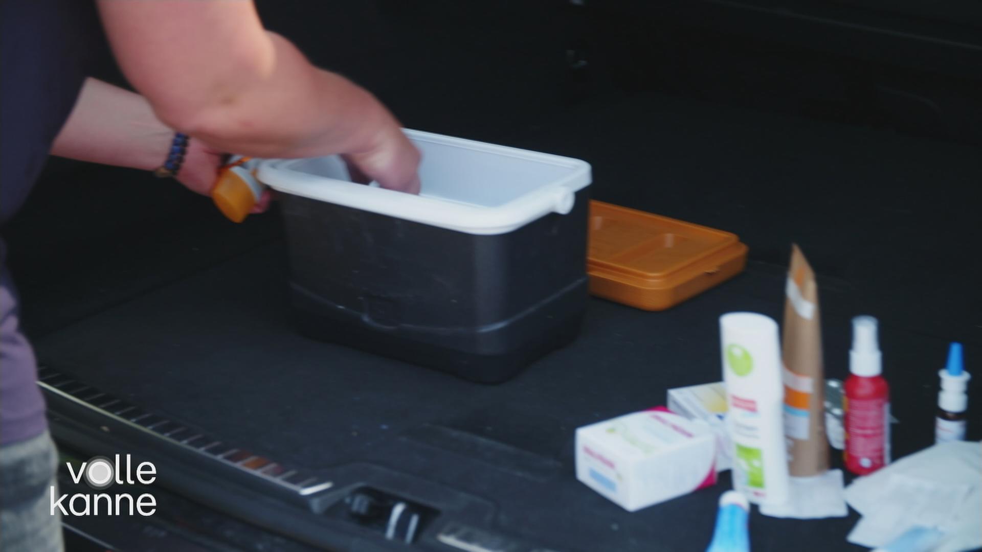 Verffschiedene Medikamente werden in kleine Box gepackt.