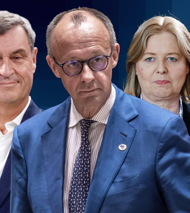 Bilder von Markus Söder, Friedrich Merz, Bärbel Bas, Lars Klingbeil