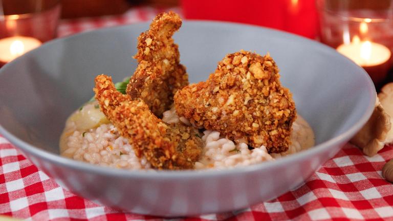 Rhabarber-Risotto mit Austernpilzen 