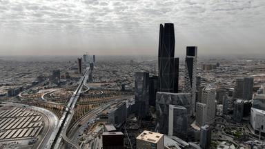 Eine Drohnenaufnahme zeigt das Stadtbild von Riad, Saudi-Arabi