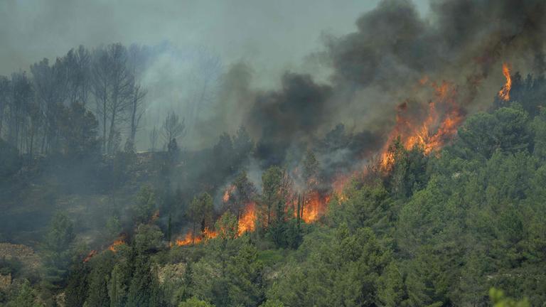 In Südfrankreich breitet sich ein Waldbrand aus.
