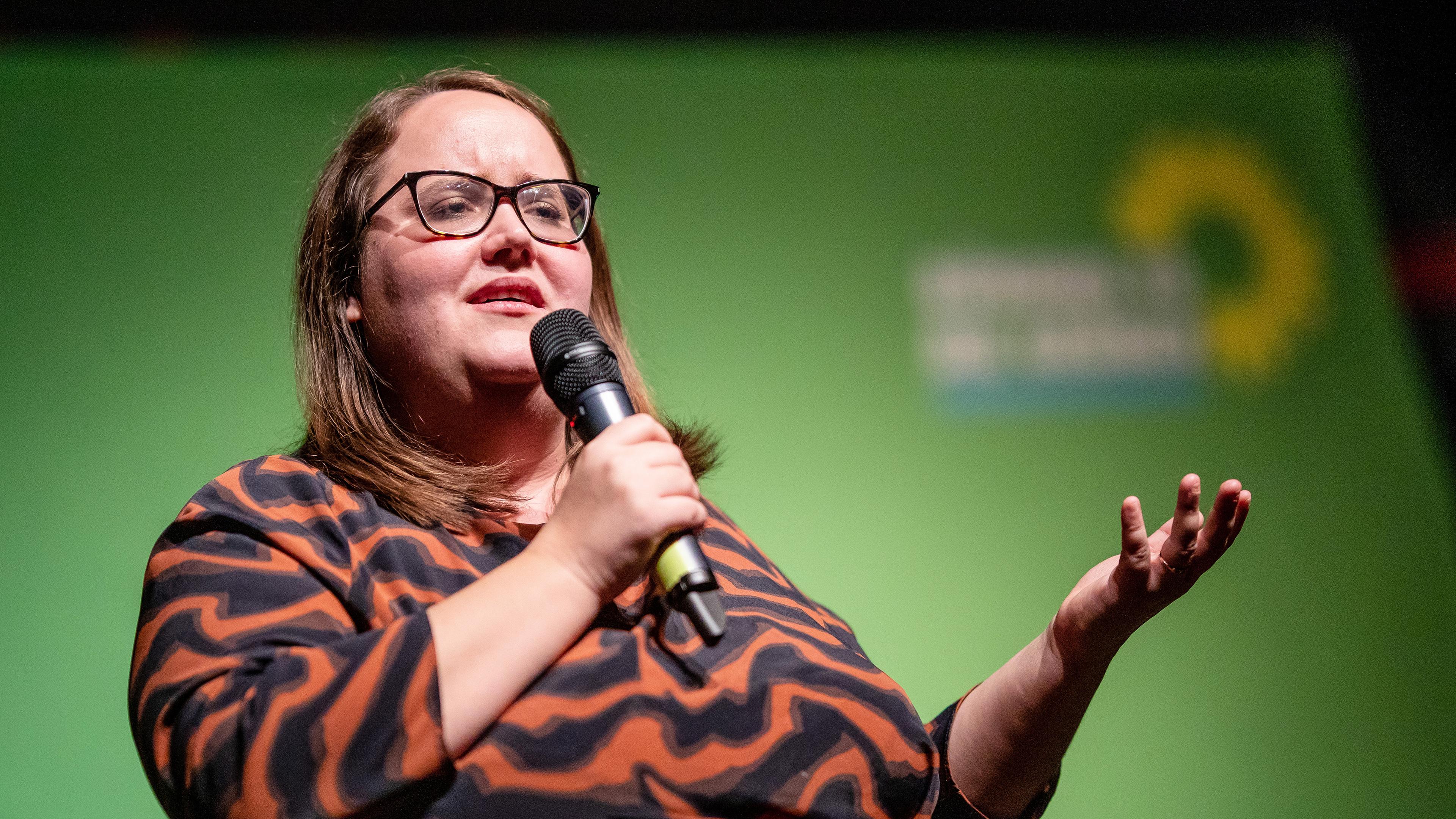Ricarda Lang, Bundesvorsitzende von Bündnis 90/Die Grünen, aufgenommen am 14.02.2024 in Schorndorf