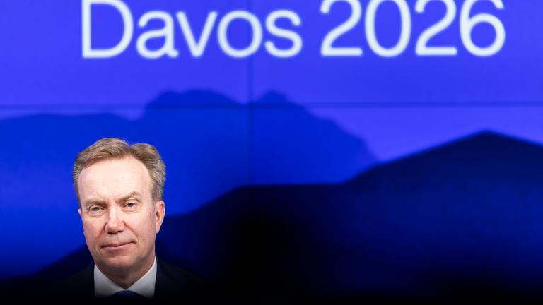 Borge Brende, President of the World Economic Forum (WEF), attends a remote pre-meeting press conference for the World Economic Forum annual meeting