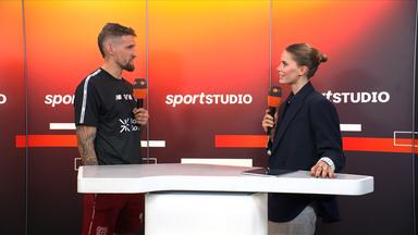 Leverkusens Mittelfeldspieler Robert Andrich nach dem Spiel gegen Leipzig im ZDF-Interview mit Lili Engels