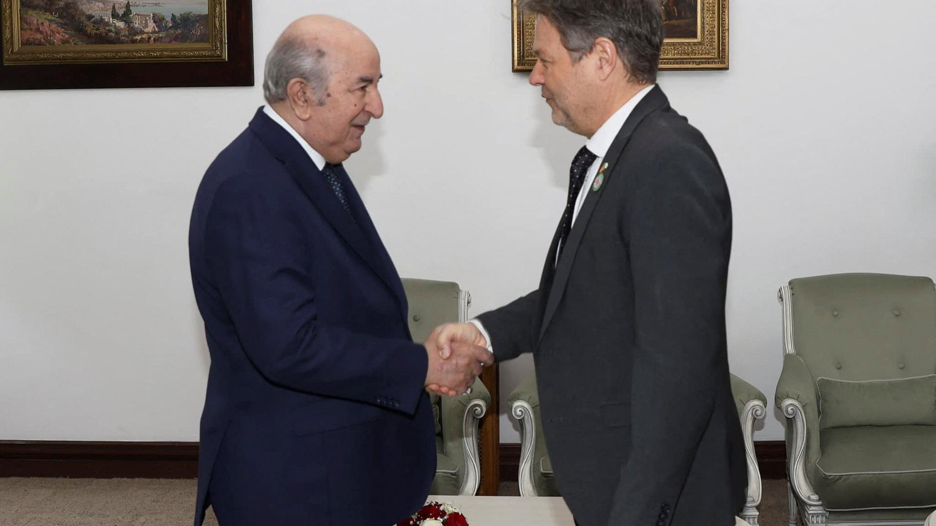 Algerien, Algier: Abdelmadjid Tebboune, Präsident und Wirtschaftsminister Robert Habeck