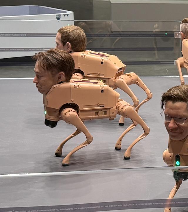 Musk, Zuckerberg und Co. als Roboter-Hunde.