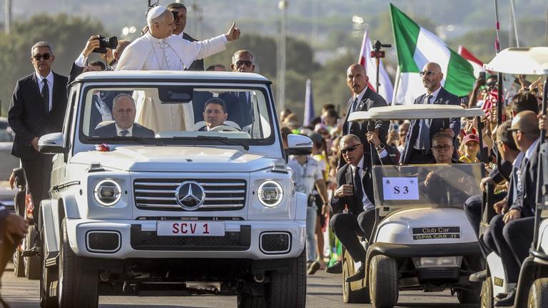 Pope Leo XIV leads a mass in the Tor Vergata district of Rome, as part of the Jubilee of Youth. 