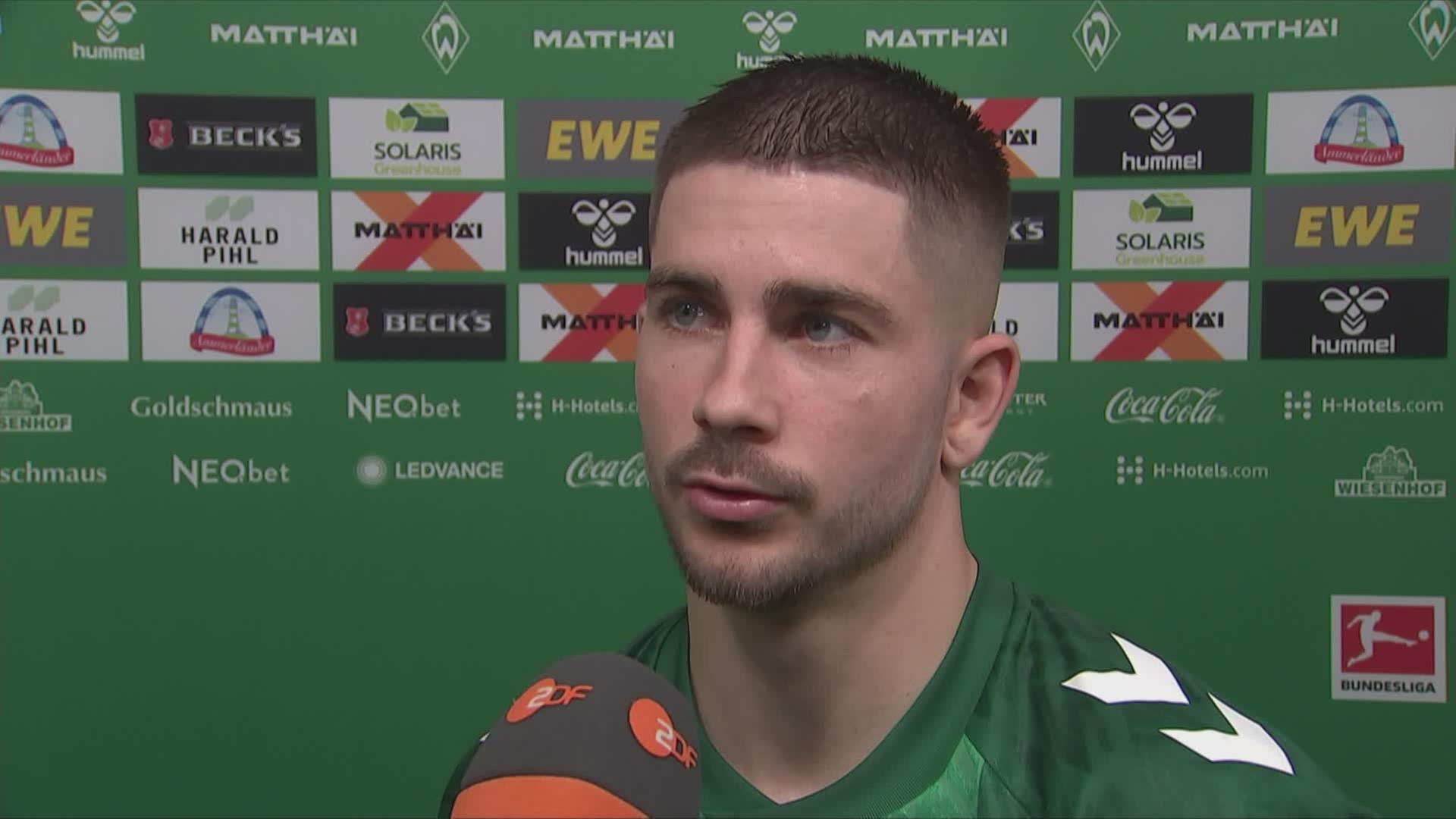 Romano Schmid, Werder Bremen, im Interview nach dem 2:2 in der Bundesliga gegen Bayer Leverkusen am 26.10.2024