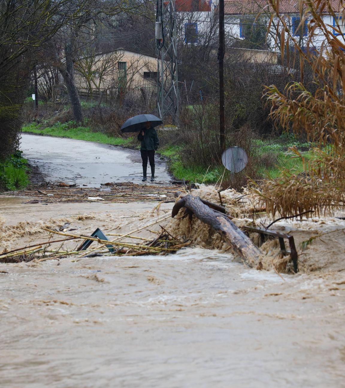 Eine überflutete Straße