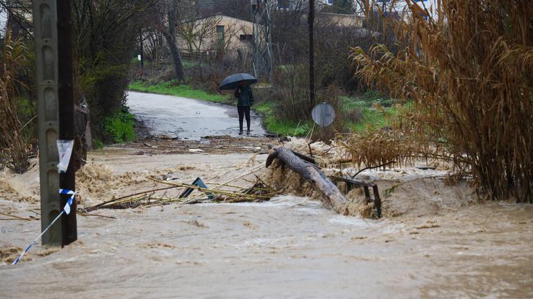 Eine überflutete Straße