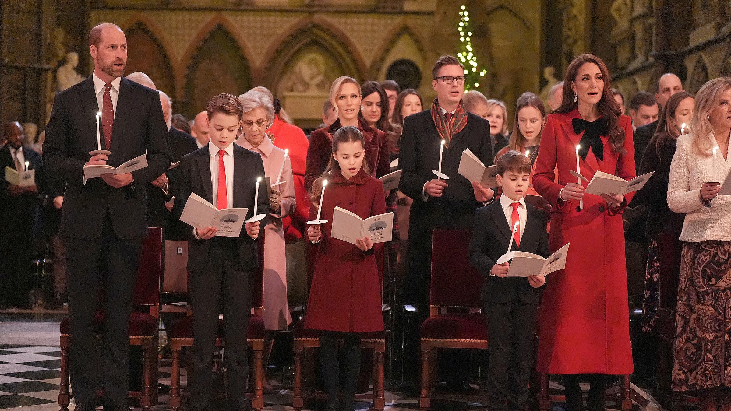 Prinz William mit Frau Kate und ihren Kindern in der Westminster Abbey