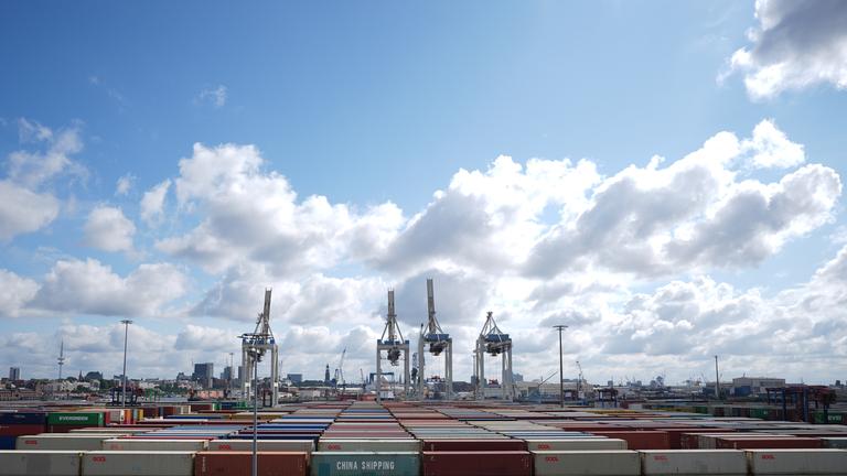 Hamburg: Unzählige Container stehen auf dem Container Terminal Tollerort im Hamburger Hafen