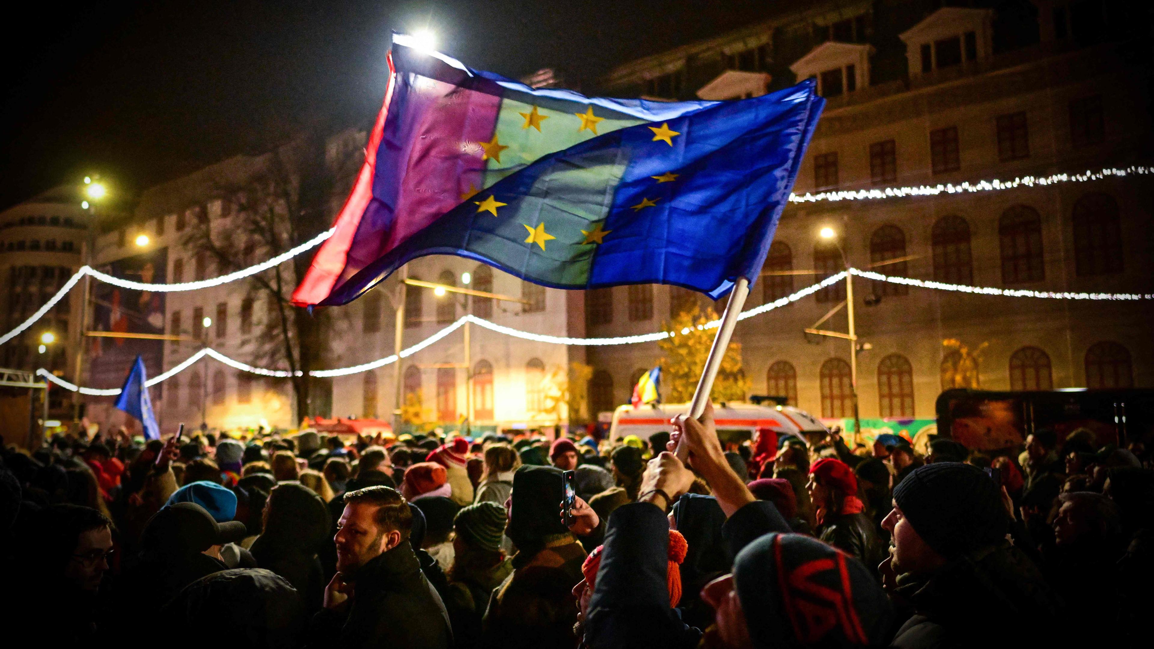 Rumänien, Bukarest: Demonstration