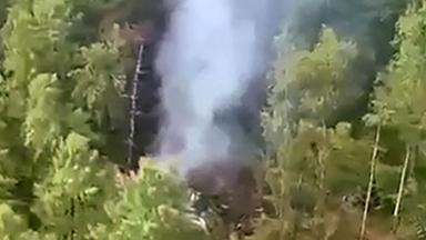 Luftaufnahme der Absturzstelle des Passagierflugzeugs Antonow AN-24 außerhalb der Stadt Tynda in der ostrussischen Region Amur. 