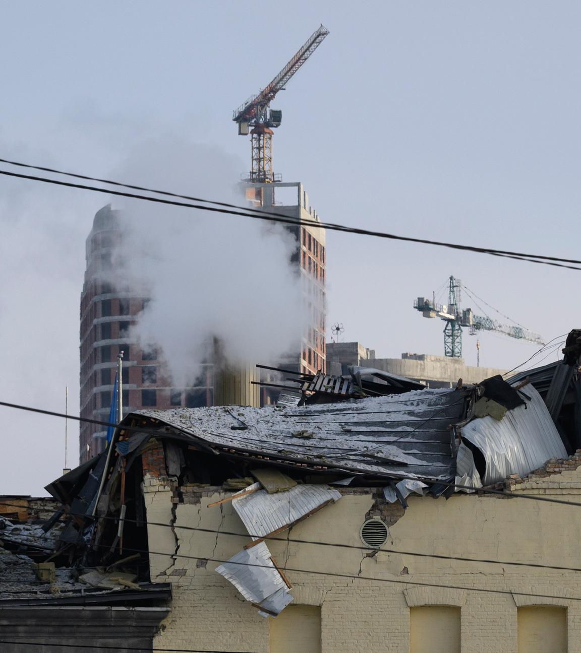 Eine Fabrik in der Ukraine nach einem Angriff Russlands