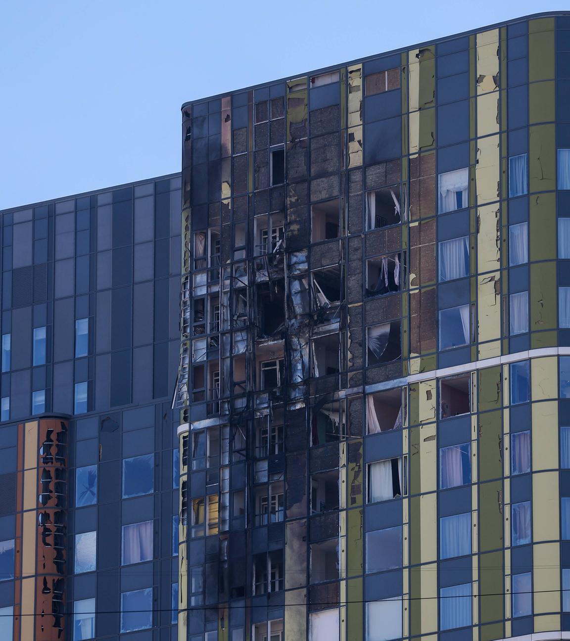 Russland, Jekaterinburg, Schäden nach einem Drohnenangriff