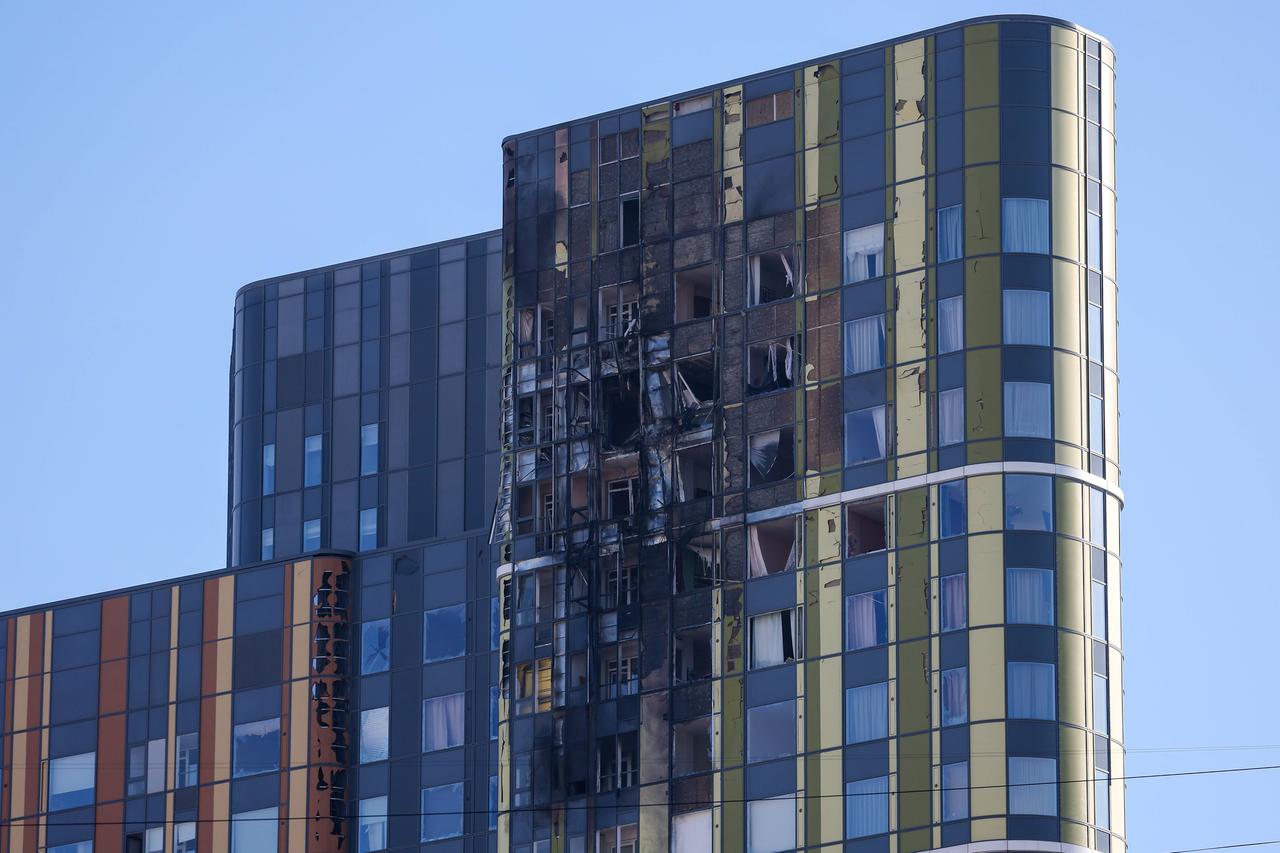 Russland, Jekaterinburg, Schäden nach einem Drohnenangriff