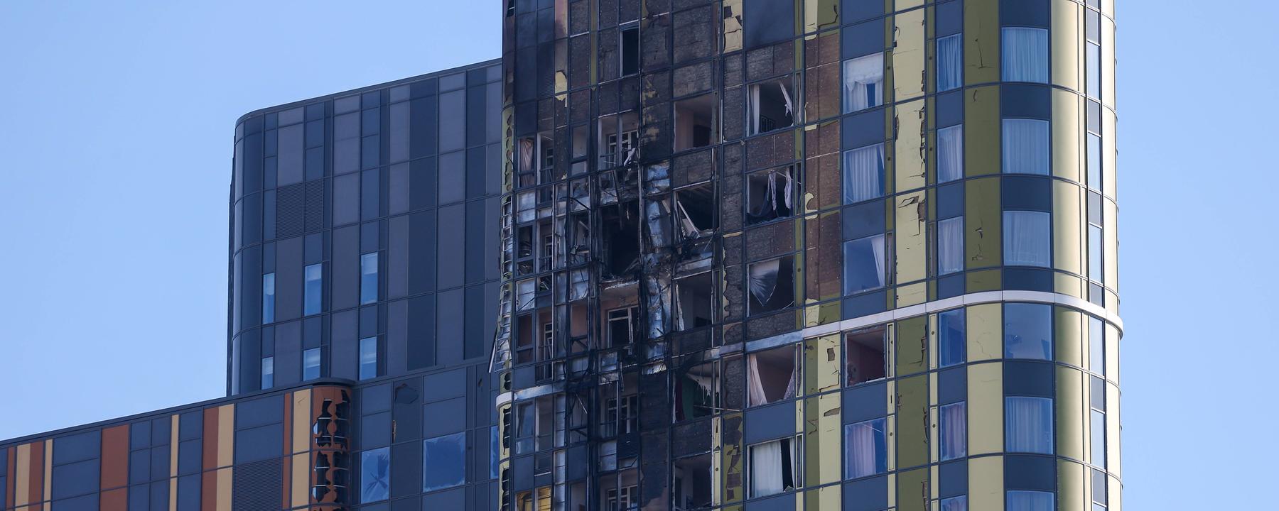 Russland, Jekaterinburg, Schäden nach einem Drohnenangriff