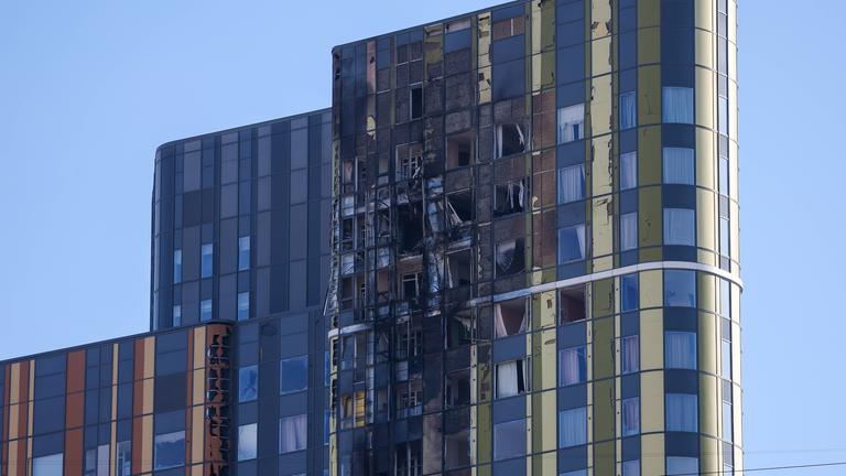 Russland, Jekaterinburg, Schäden nach einem Drohnenangriff