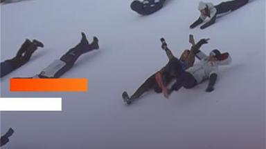 Rutschpartie am Berg Isel