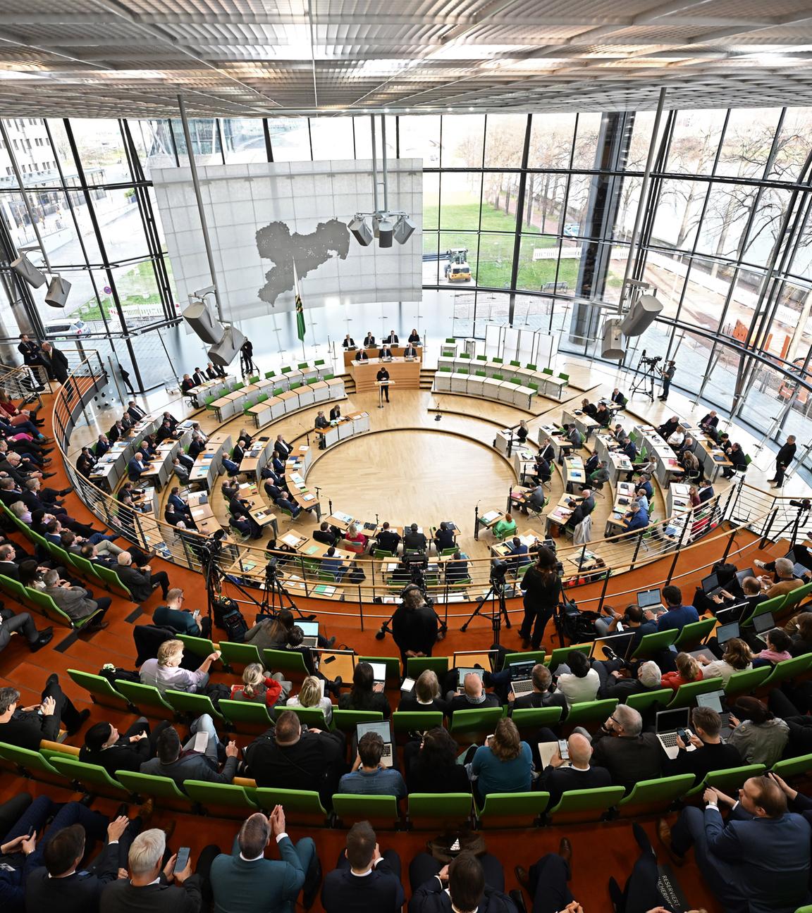 Der Sitzungssaal des sächsischen Landtags.