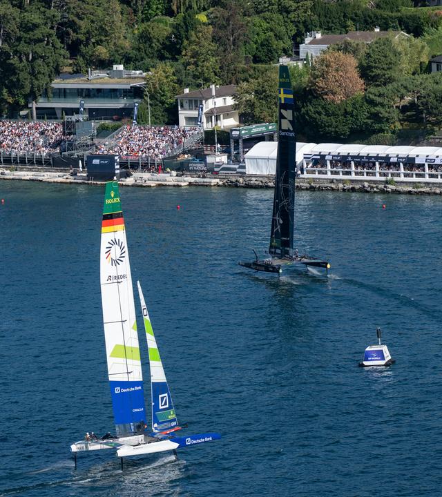 Das Deutsche SailGP Team in Aktion am 20.09.2026 in Genf.