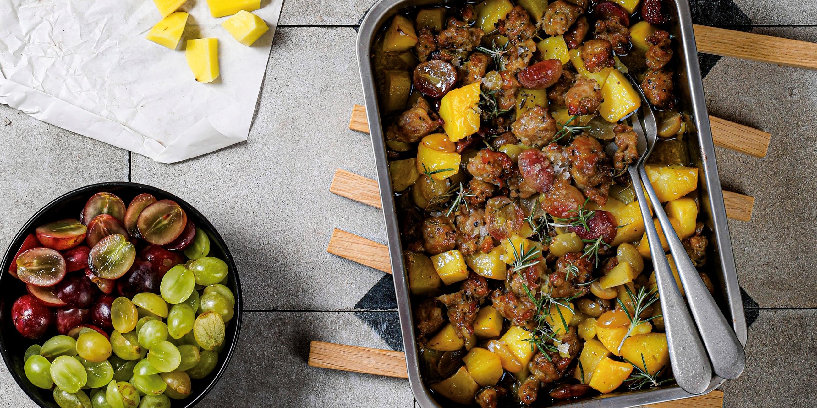 Salsiccia, Patate e Uva - Wurst, Kartoffeln und Trauben