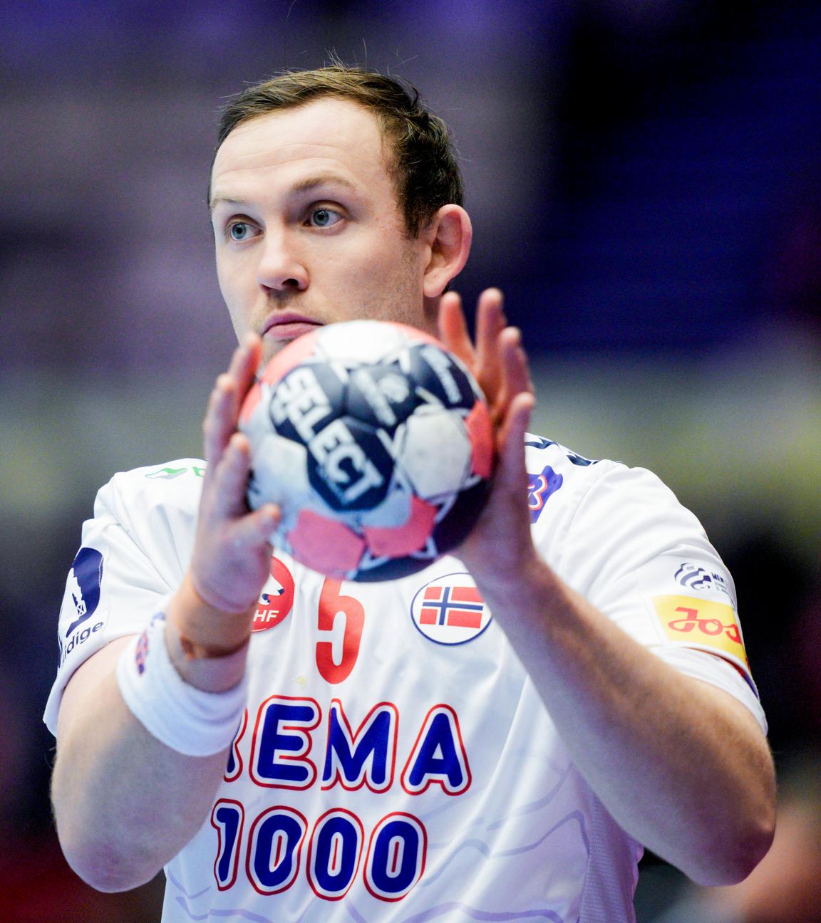 Der norwegische Handballer Sander Sagosen am 22.01.2026 während des Handball-Europameisterschaftsspiels zwischen Spanien und Norwegen in der Boxen Arena in Herning. 