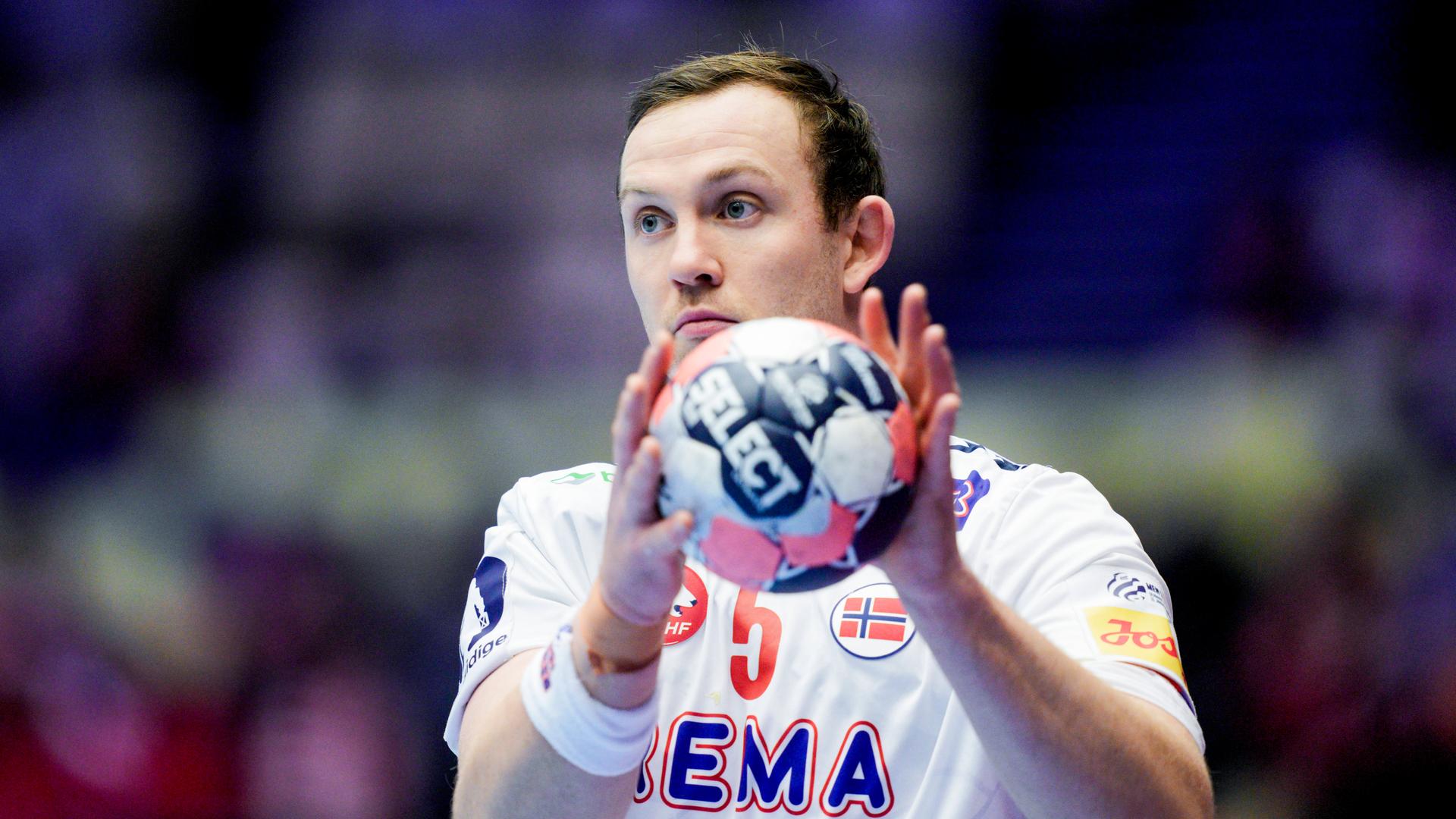 Der norwegische Handballer Sander Sagosen am 22.01.2026 während des Handball-Europameisterschaftsspiels zwischen Spanien und Norwegen in der Boxen Arena in Herning. 