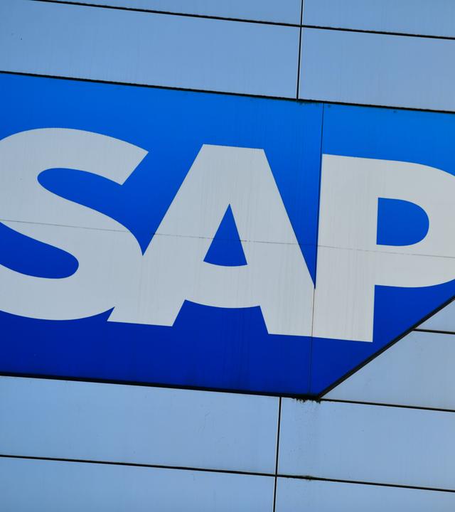 Das SAP-Logo an der Konzernzentrale in Walldorf.