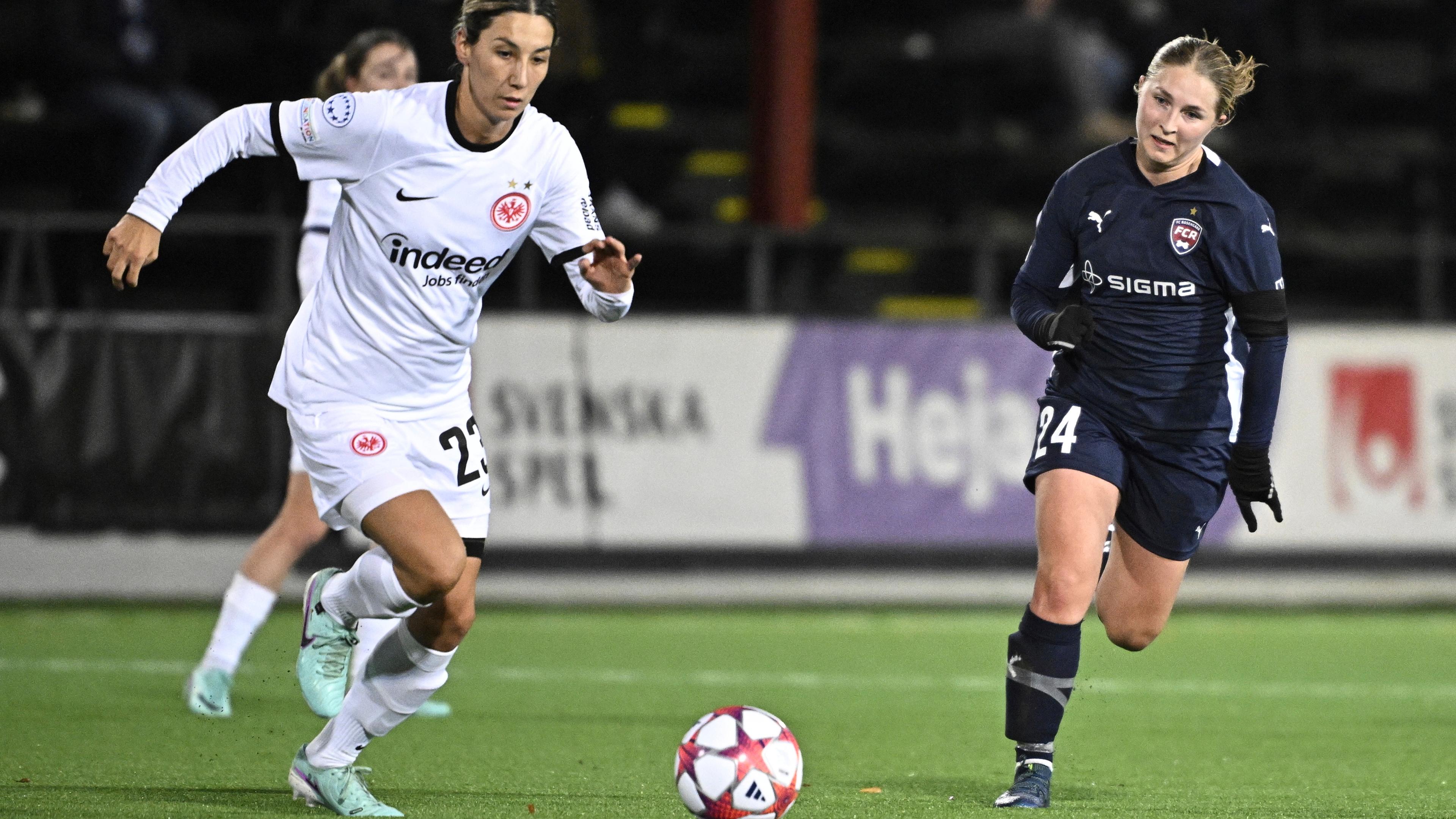 Die Fußballspielerin Sara Doorsoun bei einem Spiel der Champions League gegen den FC Rosengard.