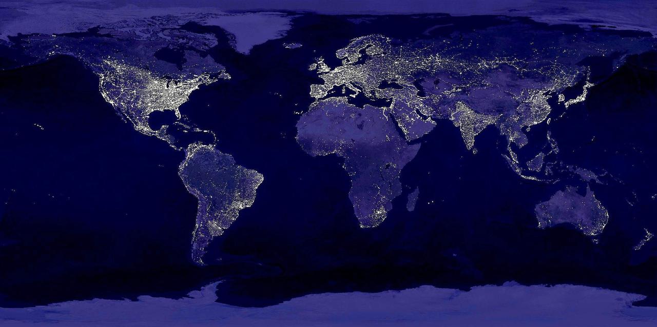 Satellitenaufnahme der Erde bei Nacht