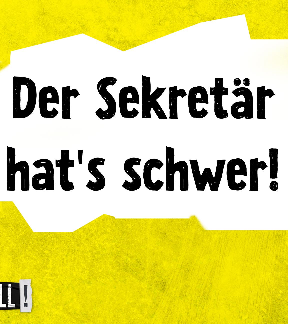 Montage: CDU-Generalsekretär Carsten Linnemann (rechts); Text in Sprechblase: Der Sekretär hat's schwer! (links)