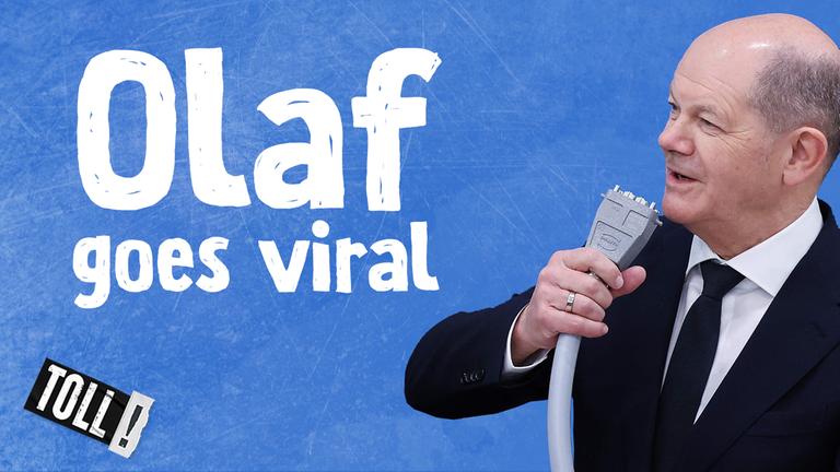 Bundeskanzler Olaf Scholz; Text: Olaf goes viral