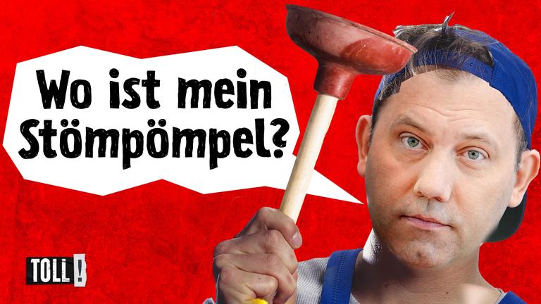 Montage: SPD-Chef Lars Klingbeil hält Pömpel hoch; Text in Sprechblase: Wo ist mein Stömpömpel?