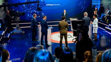 Beim ZDF-"Schlagabtausch" diskutierten Politiker von Grünen, FDP, AfD, CSU, Linken und BSW. Hier zu sehen im Studio.