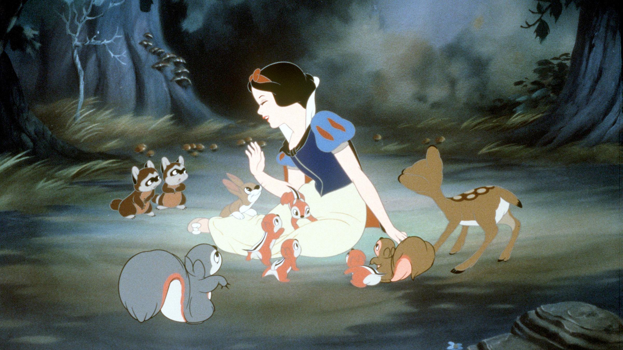 Szene aus dem Walt-Disney-Film "Schneewittchen und die sieben Zwerge"